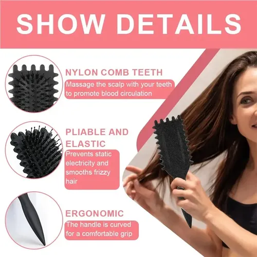 Cepillo Desenredante Para Cabello Rizado, Estilo Suave Y