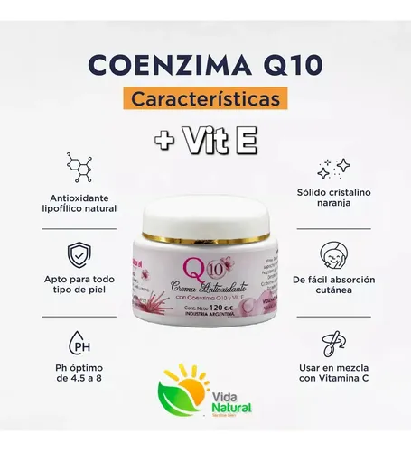 Crema Facial Antiarrugas Q10 Con Vit E Grande X 120 C.c