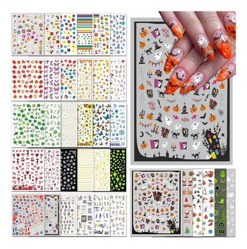 Iddfeve Pegatinas Para Uñas 36 Hojas Pack Variado De Fiestas
