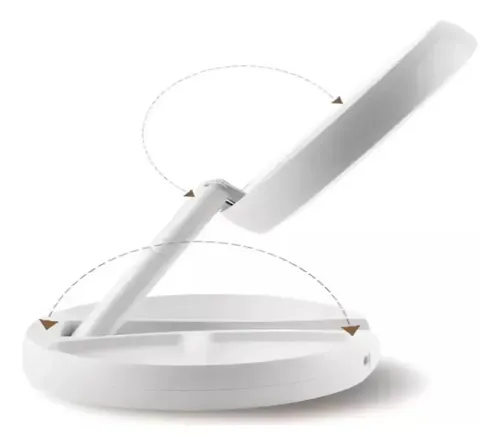 Espejo De Maquillaje Plegable Luz Led Zoom Doble Cara De 10x