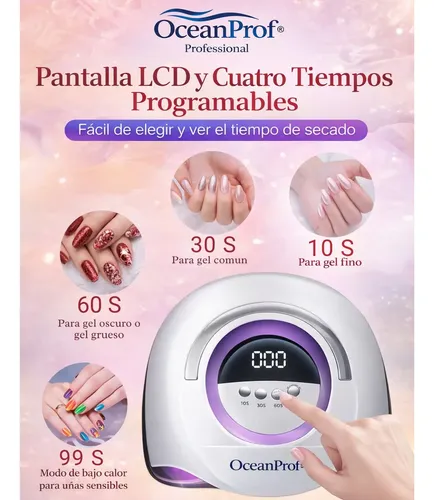 Cabina De Uñas 300w Ocean Prof Uv/led Luz Roja Piel Sensible Color Rojo Para Pieles Sensibles