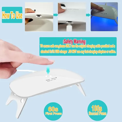 Lámpara Uv Led Para Uñas Portátil 6w Blanca