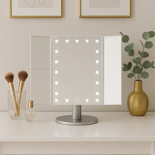 Maquillaje Tríptico Iluminación Led Portátil Base Reforzada