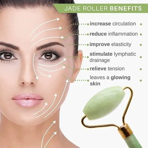Masajeador Doble Rodillos Piedra Jade Facial Corporal