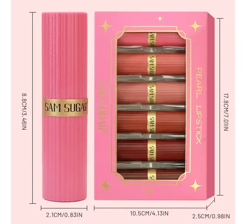 Z/l Set De 6 Gloss Labial Perlas, Duradero Y Resistente Al