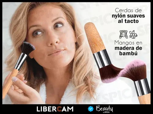 Set X11 Brochas Maquillaje Bambu Spica Bro-00 Sintetica Marrón Claro