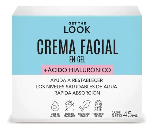 Crema Facial Gel Get the Look Ácido Hialurónico Hidratante Sin Fragancia