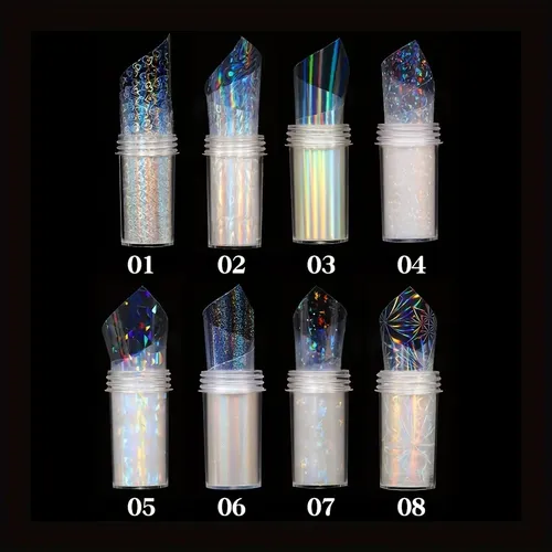 Set De Decoración De Uñas De 8 Colores Aurora Ice Glass Pape