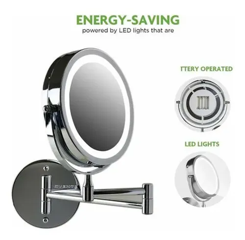 Xcj Espejo De Maquillaje Ovente Con Luz, 7”, Dual Zoom ‘