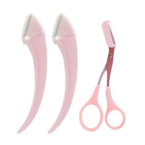 Set De 3 Tijeras Y Peine Para Cejas, Rosa