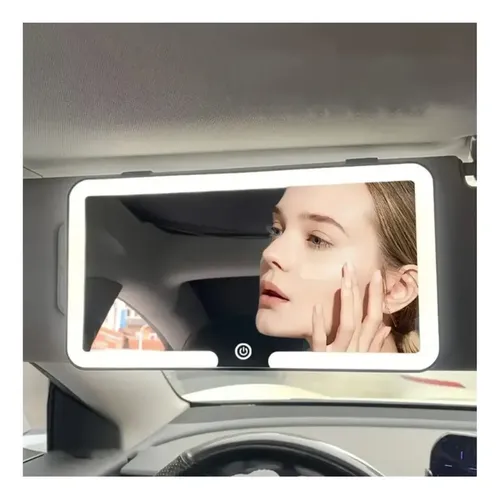Espejo Led De Maquillaje Para Auto Parasol Recargable