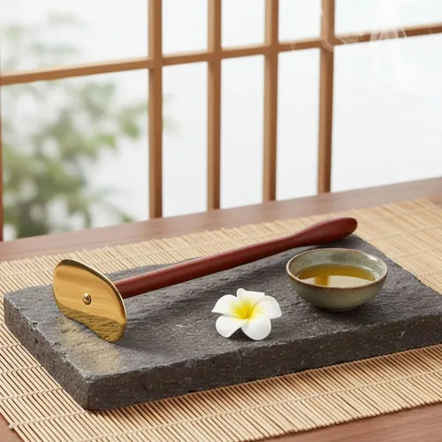 Herramienta Gua Sha Mango Largo Madera Pera Y Latón