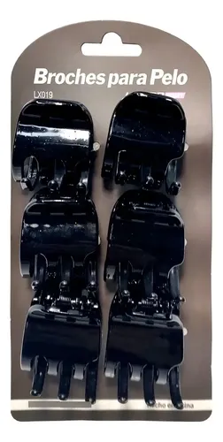 Broches, Hebillas Para El Pelo Lisfar X 6 Unidades Negro