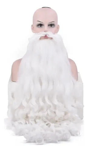 Set De Peluca Y Barba De Papá Noel, Color Blanco, 80 Cm, Mat