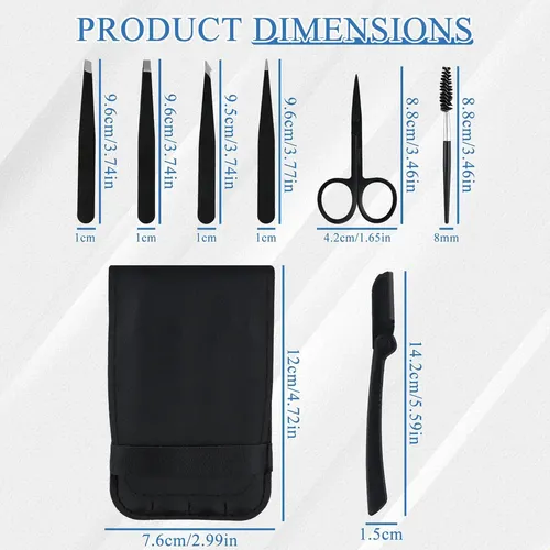 7pzs Pinzas Para Cejas Profesionales Con Tijera Curvadas Neg