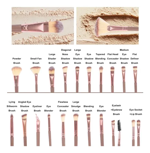 Kit 20 Pinceles Maquillaje Cubre Todas Las Necesidades
