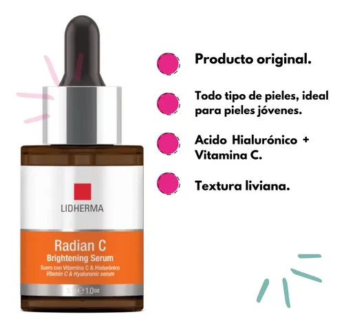 Lidherma Radian C Serum 30 Gr Gotero Vit C Hialuronico