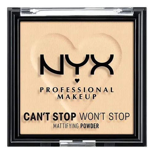 NYX Professional Makeup Can’t Stop Won’t Stop Polvo Matificante Compacto Fórmula de Larga Duración Controla el Brillo y Sella el Maquillaje para un Acabado Mate Profesional, Tono Medium, 6 g