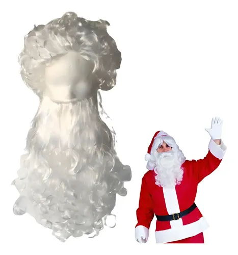 Party Store PSP08 Peluca de Papa Noel Santa Claus con Barba Color Blanco