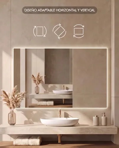 Espejo Luz Led Baño Rectangular Touch Desempañante 60×80