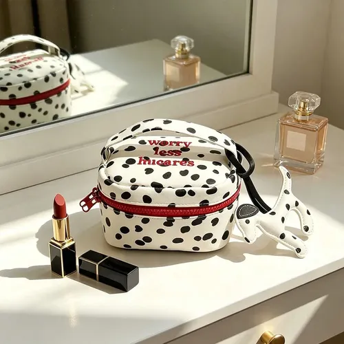 Bolsa De Maquillaje De Lunares Con Diseño De Cremallera Para