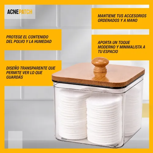 Caja Organizadora Acrílica Con Tapa Bambú Cuadrada 11×11