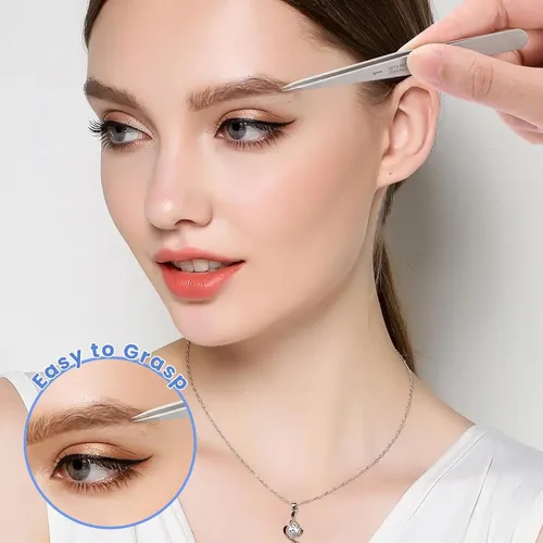 Pinza De Precisión Plateada Para Cejas Y Vello Facial