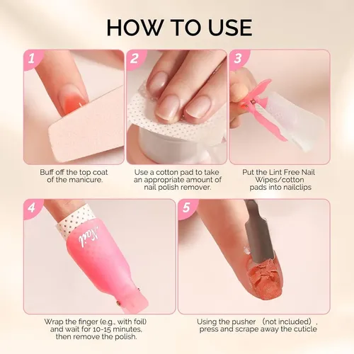 Clips Para Quitar Esmalte De Uñas Melodysusie 20 Pcs Rosa