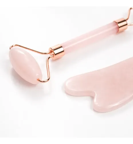 Roller Masajeador Facial Piedra Guasha Cuarzo Rosa Importado