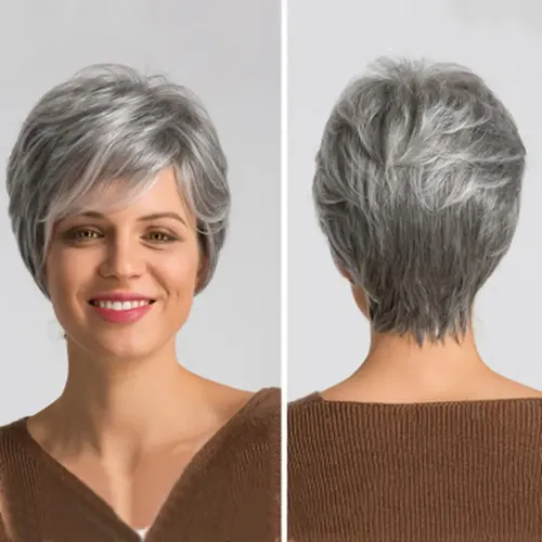 L. Peluca Corta De 10 -inchpara Mujer, Cabello Humano #uy