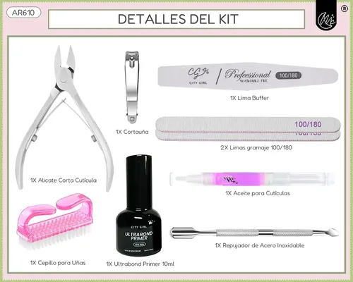 Kit Preparación Uñas Gelificadas Esmaltado Uv Semipermanente