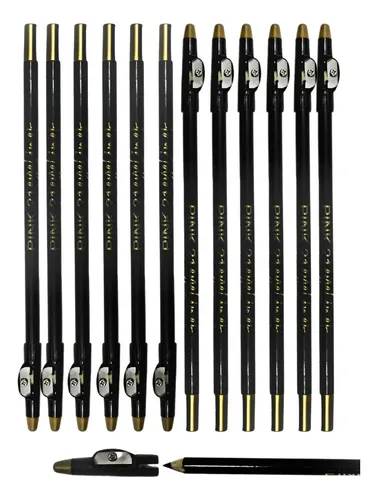 Lapiz Delineador Ojos Negro C/ Sacapuntas Set X 12 Pink 21