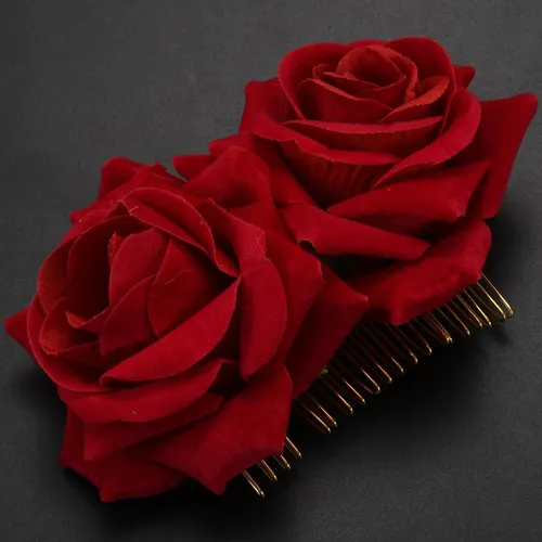 3x Broche Flor Rosa Para Pelo Flamenco Danzarín
