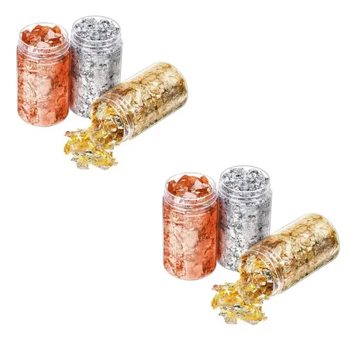 6 Piezas De Hoja De Oro Copos De Papel Adhesivo For Uñas