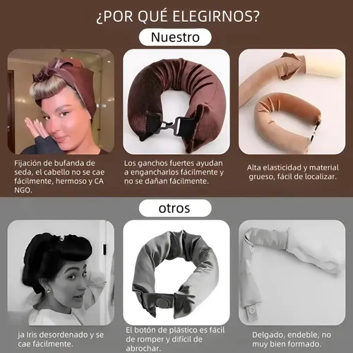 6pzs Curly Ondas En Cabello Rizos Sin Calor Tubo+gorro Satin