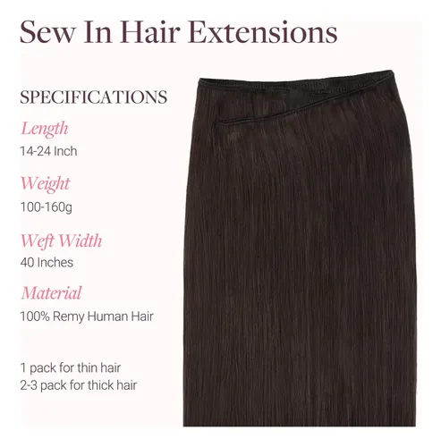 Extension Cortina De Pelo Humano Real 35cm 100g Marron Oscur