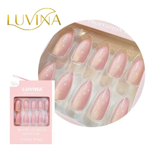 Kit 12 Uñas Postizas Con Adhesivos Press On Nails Luvina