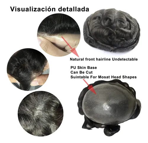 Protesis Capilar Indetectable 100% Humano 1b Negro Natural