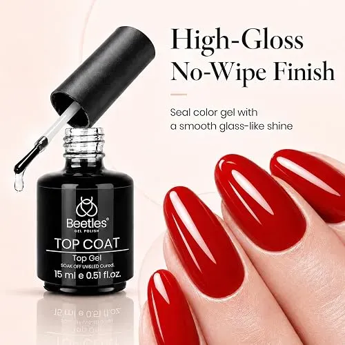 Beetles Gel Polish Top Coat No Wipe 15ml Brillo Duradero