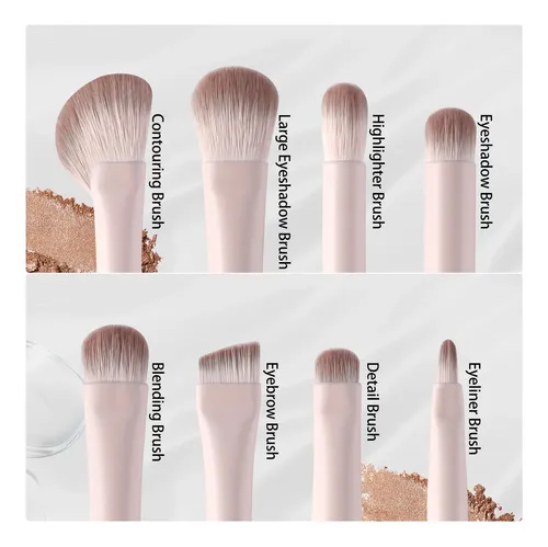 Set 8 Brochas Para Maquillaje De Ojos Acmebeauty Rosa
