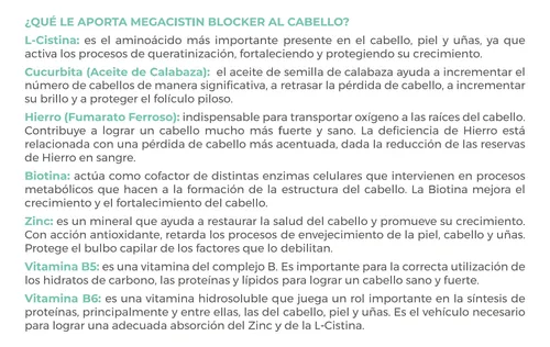 Megacistin Blocker 30 Cáp Blandas Prevención Caida Capilar