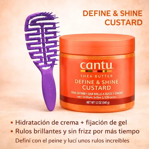Gel Crema Custard Cantu Definición Shea Butter+ Peine Rizos