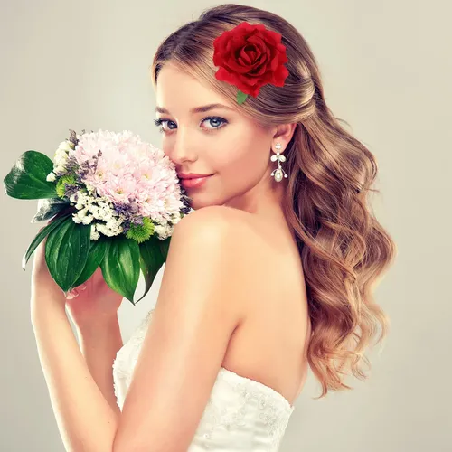 12 Piezas Pinza De Pelo Con Rosas Florales Para Novia