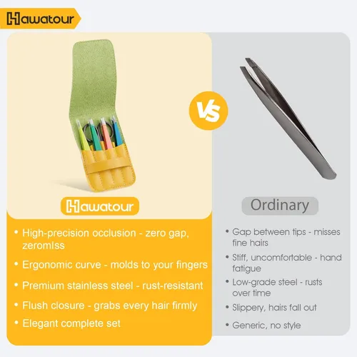 Set De Pinzas Y Tijeras Para Cejas Hawatour Acero Inoxidable