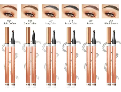 Lápiz De Cejas 4 Puntas Yulinlon Marrón Oscuro Impermeable
