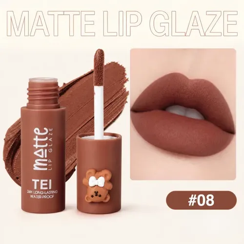 Matte Lip Glaze Osito Labial Liquido X6uni Tei Cosmetica