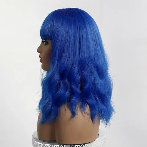 6.21 Jf Pelucas Mujer Cosplay Larga Ondulada Plateado Azul
