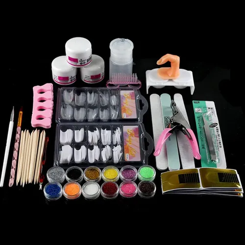Kit De Uñas De Acrílico Con Polvo Líquido Brillo Tips