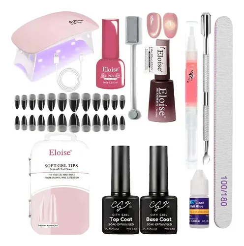 Kit Uña Esculpida Soft Gel Esmaltado Ojo Gato Semipermanente