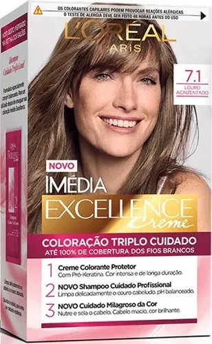 Tinte para Cabello Imedia Excellence Loreal 01 Unidad Tono 7.1 Rubio Cenizo